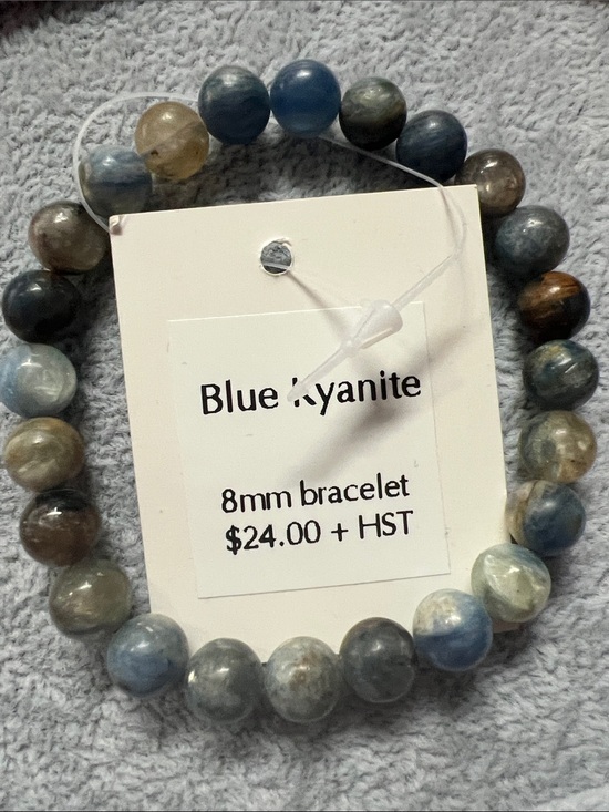 Jewelry - Blue Kyanite 8mm Beaded Bracelet - Blue Gemstone